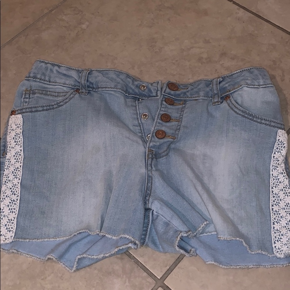 Denim Shorts with White Lace